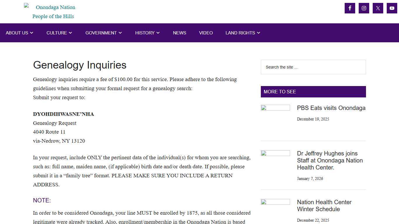 Genealogy Inquiries – Onondaga Nation